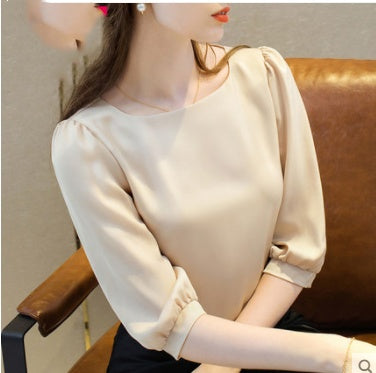 Satin sleeve t-shirt