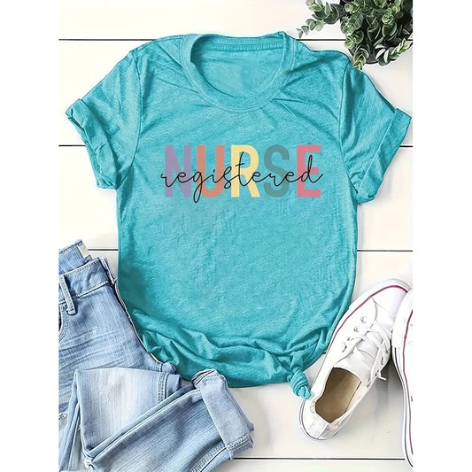 Nurse Shirts For Women School Nurse Life T-Shirt Letter Print Tee Tops